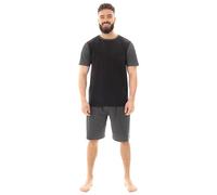 Sock Stack Mens Short Pyjama Set Cotton Pyjamas T Shirt Shorts Loungewear Sets, Medium Black/Charcoal