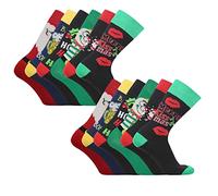 Sock Stack Pack Of 12 Men's Christmas Socks Novelty Xmas Stocking Filler 6-11 Gift for Him Secret Santa