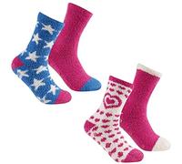 Sock Stack Slipper Socks Pack of 4 Women's Cosy Gripper Sock Slippers Hearts Stars Winter Gift For Ladies With Non Slip Soles, B99
