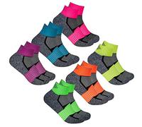 Sock Stack Trainer Socks 6 Pairs Of Women's Gym Yoga Pilates Sock Non Slip Sole Grip Trainer Liner, Reflective (B30)