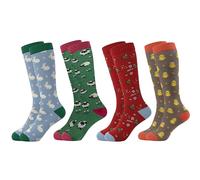 Sock Stack Women’s Wellington Socks 4 Pack Long Welly Socks Outdoor Warm Durable & Soft Fit UK Size 4-8, Farm 1