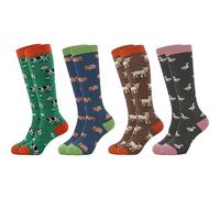 Sock Stack Women’s Wellington Socks 4 Pack Long Welly Socks Outdoor Warm Durable & Soft Fit UK Size 4-8, Farm 2