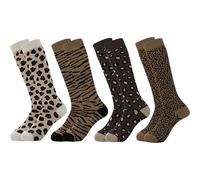 Sock Stack Women’s Wellington Socks 4 Pack Long Welly Socks Outdoor Warm Durable & Soft Fit UK Size 4-8, Animal Print