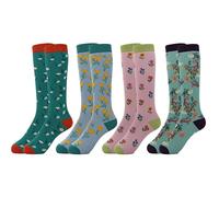 Sock Stack Women’s Wellington Socks 4 Pack Long Welly Socks Outdoor Warm Durable & Soft Fit UK Size 4-8, Flowers