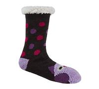 Sock Stack Womens Chunky Lounge Slipper Socks Boots Fluffy Lining Non Slip Soles Winter Gift Stocking Filler, Owl (B69)