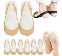 Sock-Style Ball of Foot Cushions for Women, Metatarsal Foot Pads for Relieving Foot Fatigue Forefoot Support - 4 Pairs (Beige)