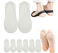 Sock-Style Ball of Foot Cushions for Women, Metatarsal Foot Pads for Relieving Foot Fatigue Forefoot Support - 4 Pairs (White)