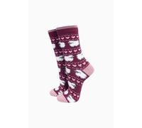 Sock Talk Berry Sheep Women's Fluffy Bamboo Socks in Burgundy | Size: 3-7 Sock Talk Burgundy 3-7