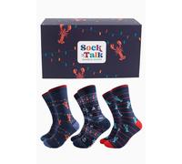 Sock Talk Men's Bamboo Socks Gift Box - Navy Blue, Nautical Lobsters in Blue | Size: 7-11 Sock Talk Blue 7-11