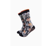 Sock Talk Men's Cat Dad Combed Cotton Novelty Socks in Grey/Black in Grey | Size: 7-11 Sock Talk Grey 7-11