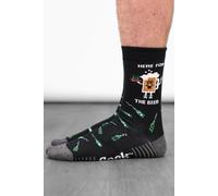 Sock Talk Men's Here For The Beer Combed Cotton Funny Crew Socks in Black | Size: 7-11 Sock Talk Black 7-11
