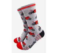 Sock Talk Men's Racing Motorbikes Superbikes Bamboo Socks Grey Red | Size: 7-11 Sock Talk Grey 7-11