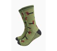 Sock Talk Men's Sausage Dog Cowboy Bamboo Socks - Green | Size: 7-11 Sock Talk Green 7-11