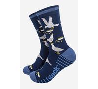 Sock Talk Men's Thieving Seagulls Funny Bamboo Socks in Navy | Size: 7-12 Sock Talk Navy 7-12