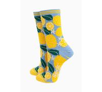 Sock Talk Women's Bamboo Socks - Blue, Lemon Tree in Blue Sock Talk Blue One Size