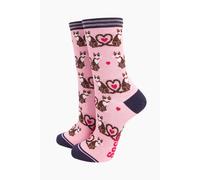 Sock Talk Women's Bamboo Socks - Pink, Cats Love Heart Tails in Pink | Size: 3-7 Sock Talk Pink 3-7
