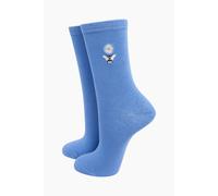 Sock Talk Women's Bee Embroidered Cotton Socks - Light Blue | Size: 3-7 Sock Talk Blue 3-7