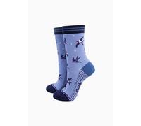 Sock Talk Women's Blue Swallow Bird Bamboo Socks | Size: 3-7 Sock Talk Blue 3-7