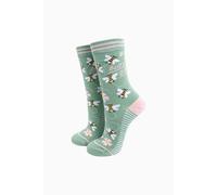 Sock Talk Women's Buzz Off-Bee Combed Cotton Socks in Sage Green | Size: 3-7 Sock Talk Green 3-7