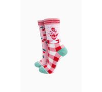 Sock Talk Women's Cherry Ice Cream Sundae Combed Cotton Odd Socks in Pink | Size: 3-7 Sock Talk Pink 3-7