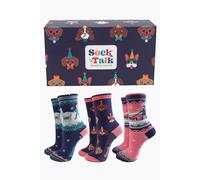 Sock Talk Women's Dog Walker Christmas Bamboo Sock Gift Box Set in Blue | Size: 3-7 Sock Talk Blue 3-7