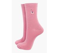 Sock Talk Women's Embroidered Llama Ankle Socks Pink | Size: 3-7 Sock Talk Pink 3-7