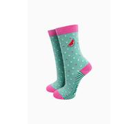 Sock Talk Women's Embroidered Watermelon Combed Cotton Socks in Mint | Size: 3-7 Sock Talk Mint 3-7