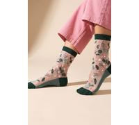 Sock Talk Women's Floral Sheer Socks in Forest Green Sock Talk Green One Size