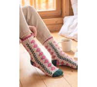 Sock Talk Women's Flower Patterned Wool Socks in Raspberry | Size: 3-7 Sock Talk Raspberry 3-7
