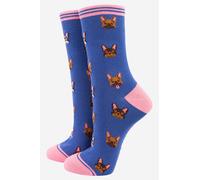 Sock Talk Women's French Bulldog Bamboo Socks -Blue in Blue | Size: 3-7 Sock Talk Blue 3-7