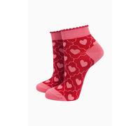 Sock Talk Women's Heart Bamboo Trainer Socks in Red | Size: 3-7 Sock Talk Red 3-7