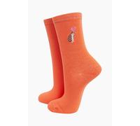 Sock Talk Women's Hedgehog & Balloon Embroidered Cotton Socks - Orange | Size: 3-7 Sock Talk Orange 3-7