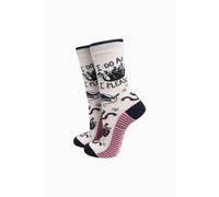 Sock Talk Women's I Do As I Please Cat Combed Cotton Socks in Cream | Size: 3-7 Sock Talk Cream 3-7