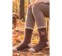 Sock Talk Women's Labradoodle Embroidered Wool Socks in Brown | Size: 3-7 Sock Talk Brown 3-7
