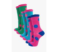 Sock Talk Women's Large Polka Dot Glitter Socks Pink Green Turquoise (3 Pack) | Size: 3-7 Sock Talk Multicolor 3-7