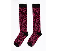Sock Talk Women's Leopard Print Knee High Glitter Welly Socks - Hot Pink | Size: 3-7 Sock Talk Pink 3-7