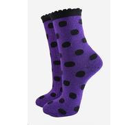 Sock Talk Women's Medium Polka Dots Glitter Ankle Socks in Purple | Size: 3-7 Sock Talk Purple 3-7