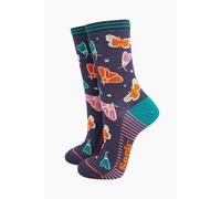 Sock Talk Women's Night Flying Moths Bamboo Socks - Navy | Size: 3-7 Sock Talk Navy 3-7
