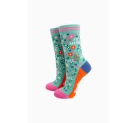 Sock Talk Women's Number 1 Mum Floral Bamboo Socks in Green | Size: 3-7 Sock Talk Green 3-7