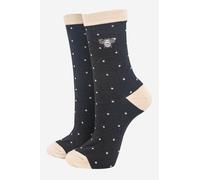 Sock Talk Women's Polka Dot Embroidered Bee Ankle Socks Black | Size: 3-7 Sock Talk Black 3-7