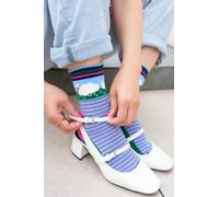 Sock Talk Women's Sheep & Lamb Farm Animals Bamboo Ankle Socks in Blue | Size: 3-7 Sock Talk Blue 3-7