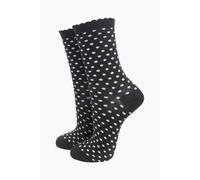 Sock Talk Women's Small Polka Dots Glitter Ankle Socks in Black | Size: 3-7 Sock Talk Black 3-7