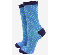 Sock Talk Women's Small Polka Dots Glitter Ankle Socks in Blue | Size: 3-7 Sock Talk Blue 3-7
