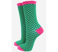 Sock Talk Women's Small Polka Dots Glitter Ankle Socks in Green | Size: 3-7 Sock Talk Green 3-7