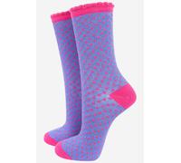 Sock Talk Women's Small Polka Dots Glitter Ankle Socks in Purple | Size: 3-7 Sock Talk Purple 3-7