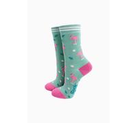 Sock Talk Women's Standing Flamingos Bamboo Socks in Green | Size: 3-7 Sock Talk Green 3-7