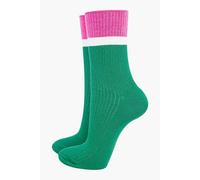 Sock Talk Women's Thick Ribbed Cotton Boot Socks Glitter Contrast Cuff in Bright Green | Size: 3-7 Sock Talk Bright Green 3-7