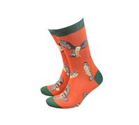 Sock Therapy Men's Novelty Socks, 1 Pair, Owl Pattern, 75% Bamboo Viscose/24% Nylon/1% Elastane, UK Size 8-11, 23cm Height, Sustainable Comfort