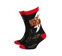 Sock Therapy Men's Novelty Socks, 1 Pair, Rock Star Pattern, Bamboo Viscose Blend, UK Size 8-11, 23cm Height, Natural Soft Sustainable