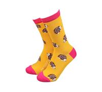 Sock Therapy Women's Novelty Socks, 1 Pair, Hedgehog Pattern, Bamboo Viscose Blend, UK Size 4-7, 23cm Height, Natural Soft Sustainable
